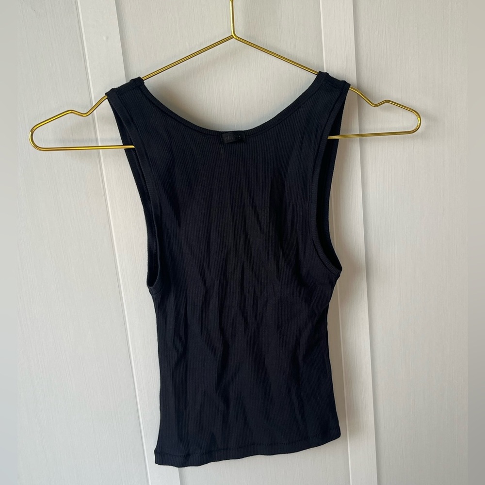 Skims Cotton Ribbed Tank Top in Soot Size Small - Picture 2 of 4